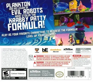 SpongeBob SquarePants - Planktons Robotic Revenge (Europe) (En,Fr,De,Es,It,Nl,S v) box cover back